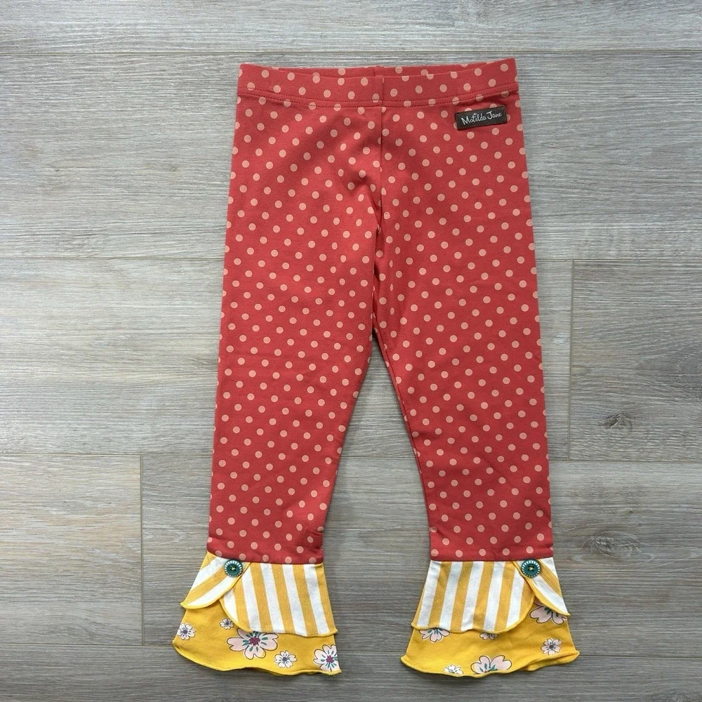 Matilda Jane Girls Size 6‎ Ruffle Pants/Leggings Multi Colors Ruffles Lot of 2